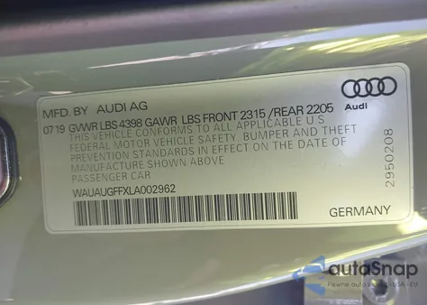 2020 Audi A3 Premium 40 Tfsi Front-Wheel Drive S Tronic z USA, uszkodzony, nr VIN WAUAUGFFXLA002962
